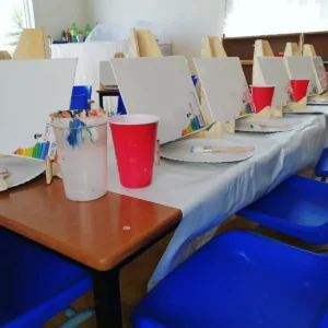 Homeschool Art club set up and ready for ages 5-13 years painting
